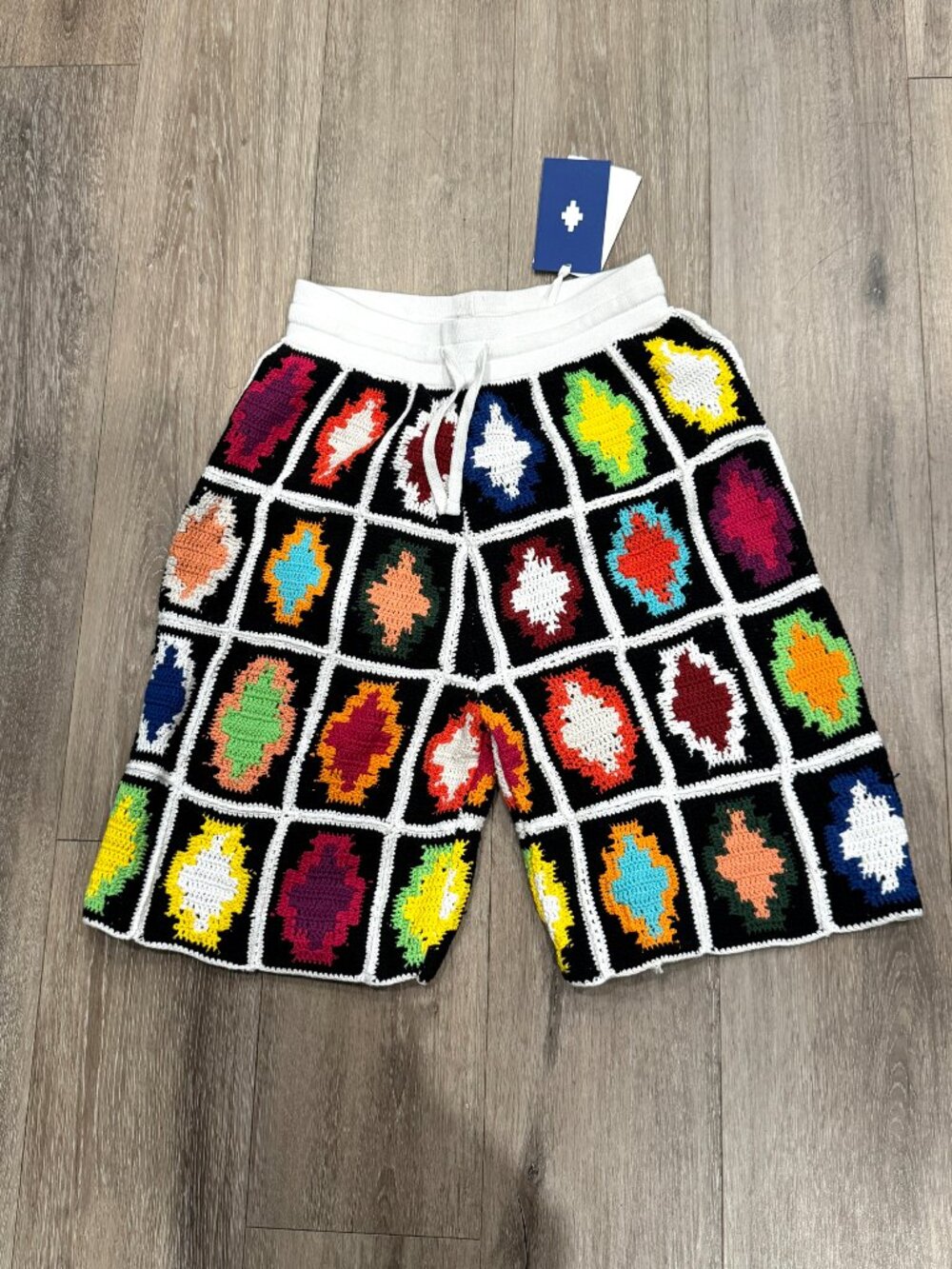 Marcelo Burlon County of Milan Macramé Cross Knit Patchwork Shorts